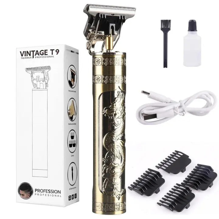 Vintage T9™ Professional Hair Trimmer for Men | Zero Cutting Beard & Hair Clipper | USB Rechargeable Metal Body